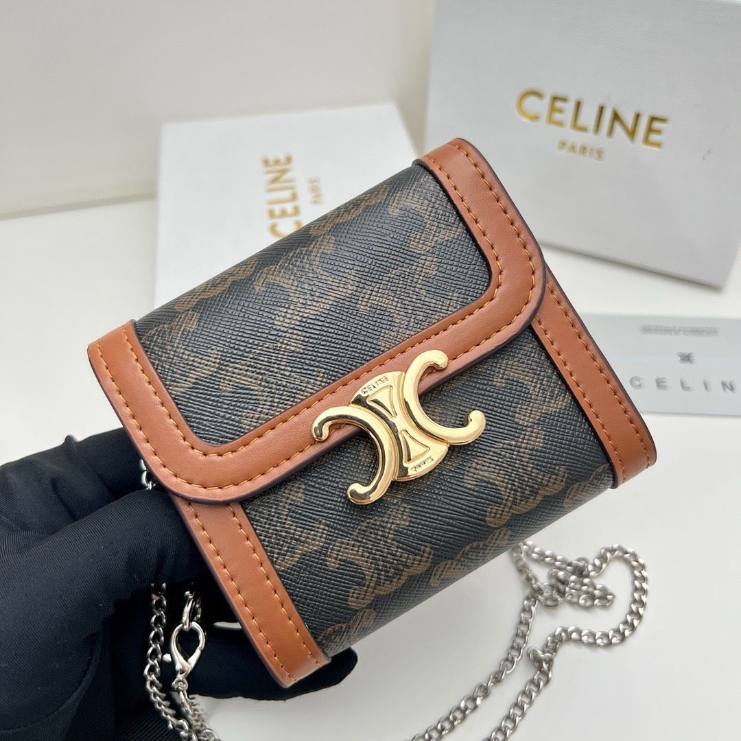 ◆すぐ届く◆【CELINE】トリオンフ チェーンウォレット CELINE◇セリーヌ チェーンウォレット トリオンフDHL配送