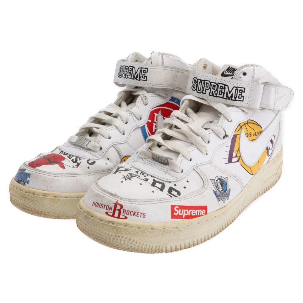 SUPREME (シュプリーム) AIR FORCE 1 MID NBA TEAM ナイキ エアフォース1 ミッド エヌビーエーチーム ミドルカットスニーカー ホワイト US8.5/26.5cm AQ8017-100