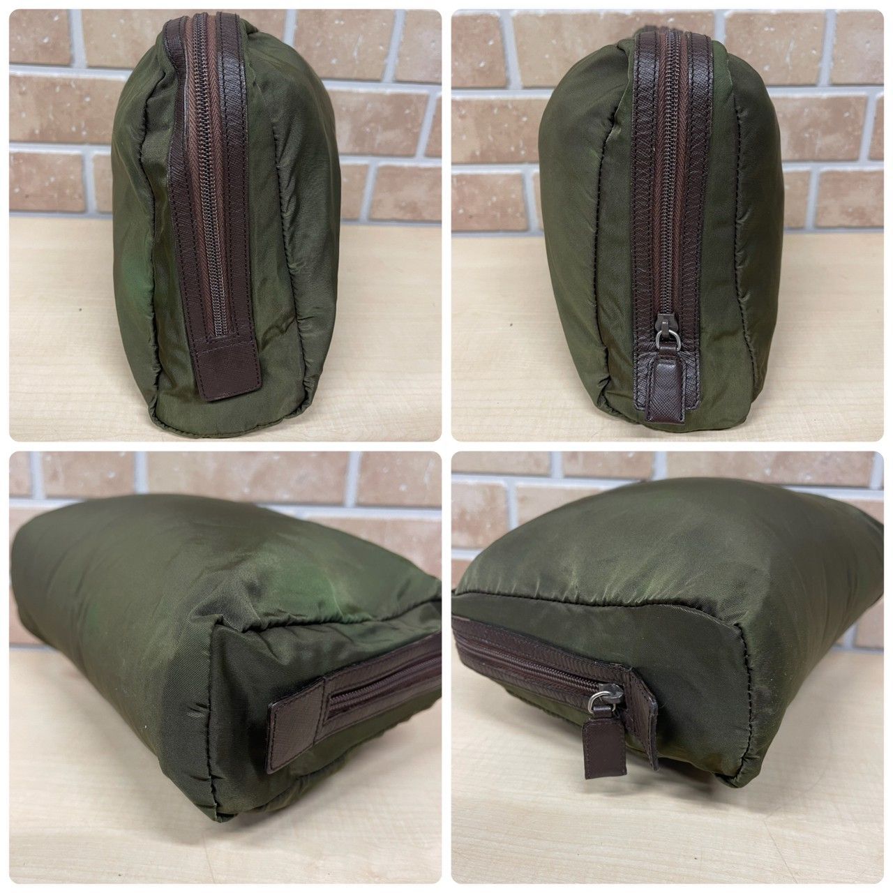 7 PRADA プラダ ナイロン ポーチ カーキ - メルカリ