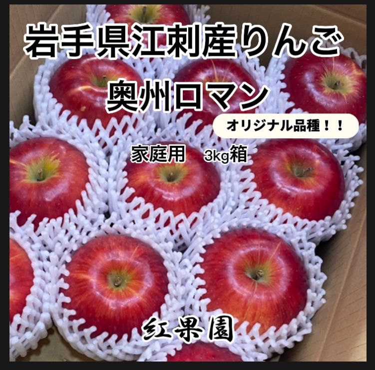 江刺産りんご　奥州ロマン　3kg箱（家庭用）-0