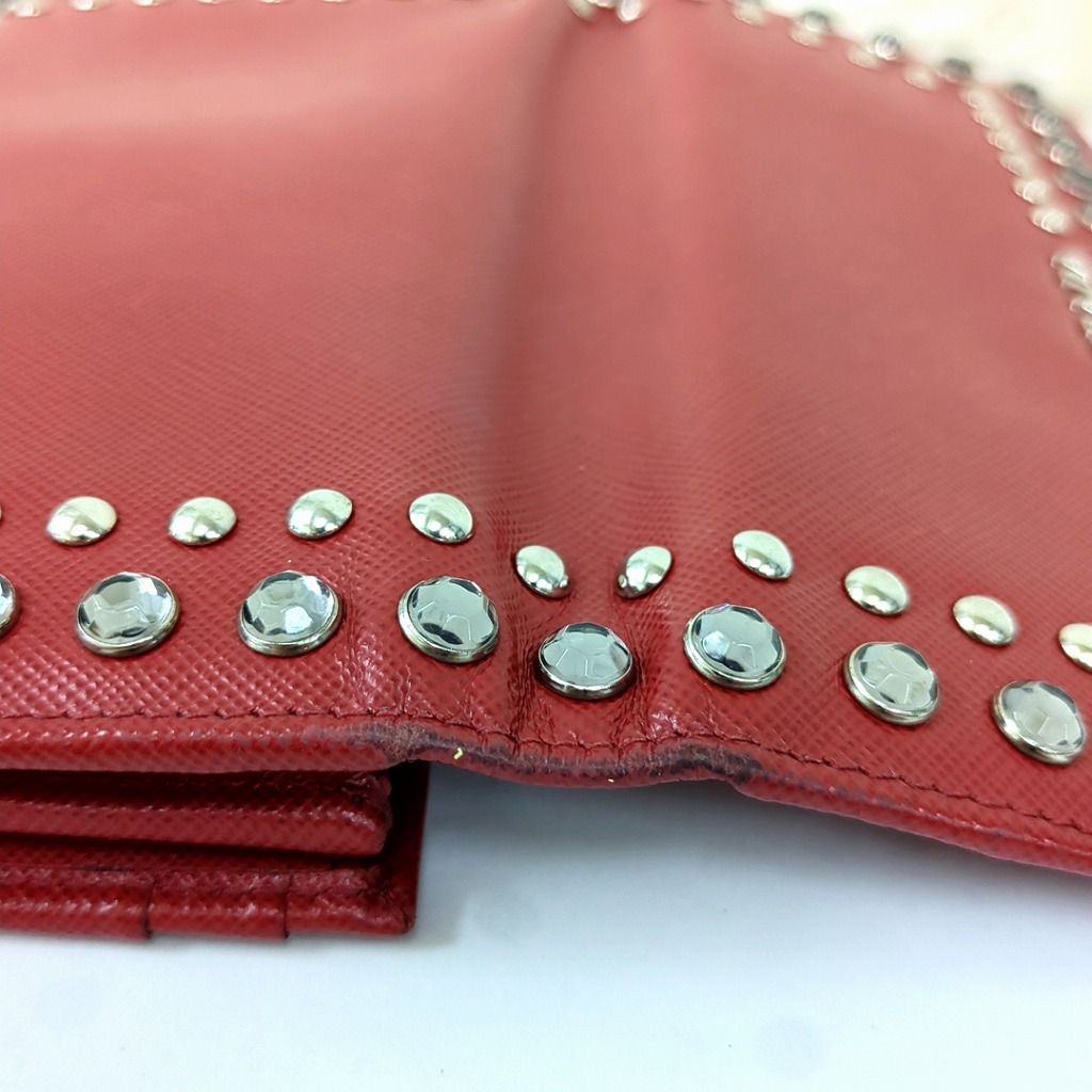 【美品】PRADA/サフィアーノ/長財布/ロングウォレット/スタッズ/ビジュー PRADA プラダ 長財布 ビジュー スタッズ サフィアーノ