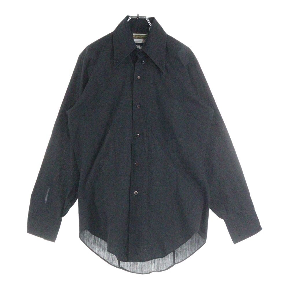 VINTAGE ヴィンテージ 70S EVERPRESSED デカ襟 ボタンダウン ロングスリーブ 長袖シャツ ブラック