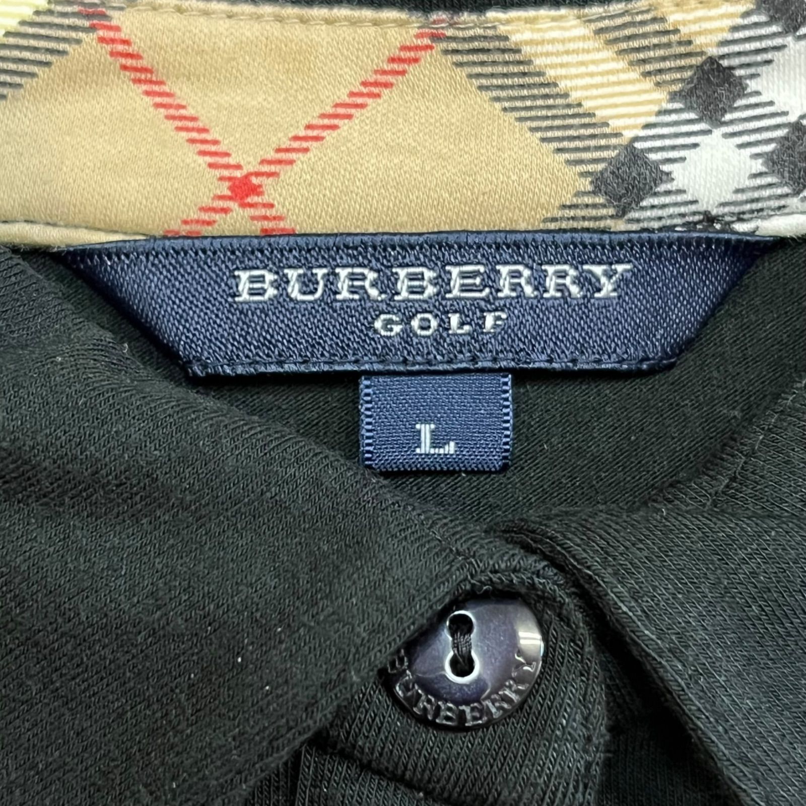 新品・未使用品★バーバリー ゴルフ ノバチェック 袖ロゴ 白 長袖ポロシャツ L Burberry GOLF/バーバリーゴルフ ノバチェック スキッパー