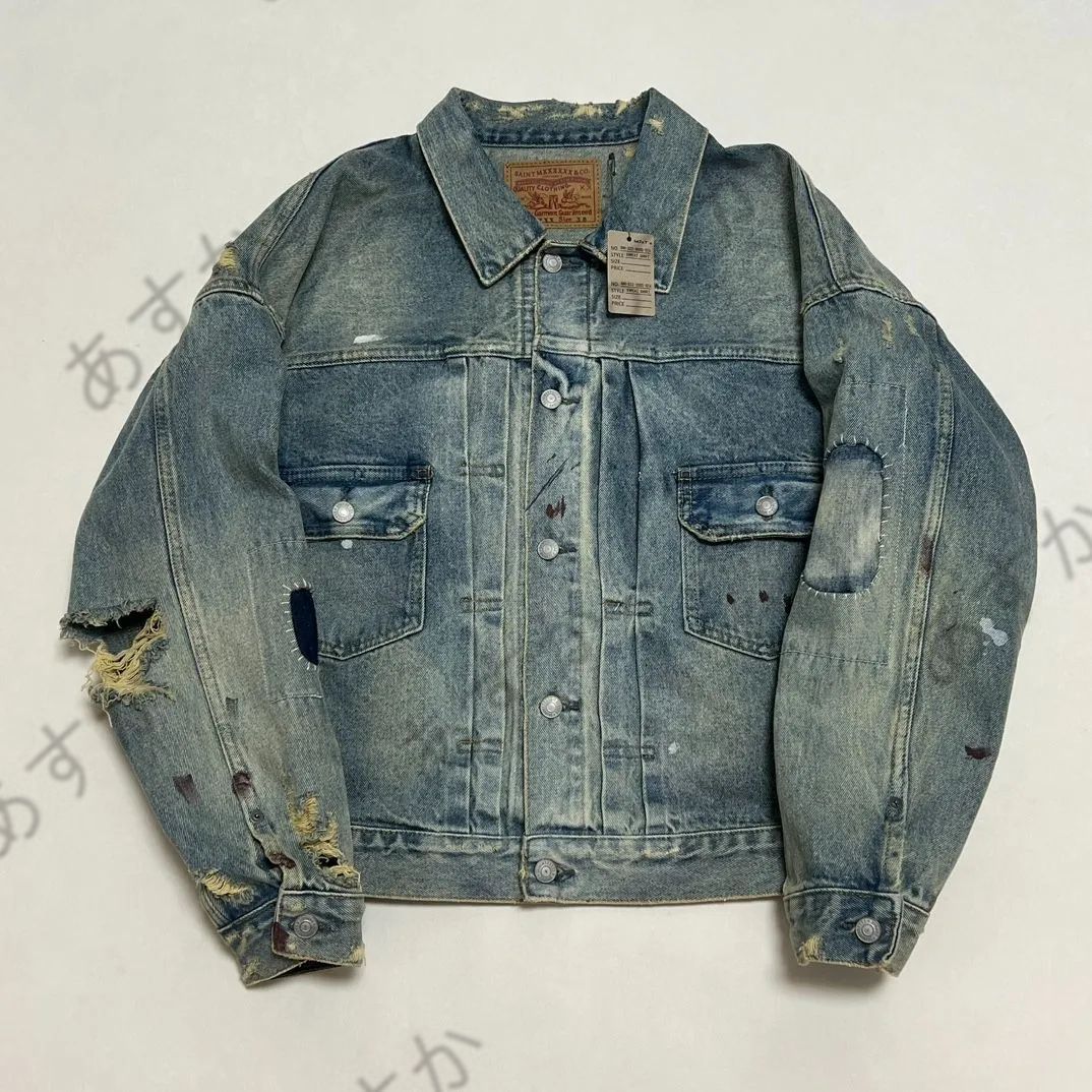 新品未使用SAINT Mxxxxxx x BERBERJIN BJ_DENIM JACKET/DAMAGE/BLU 
