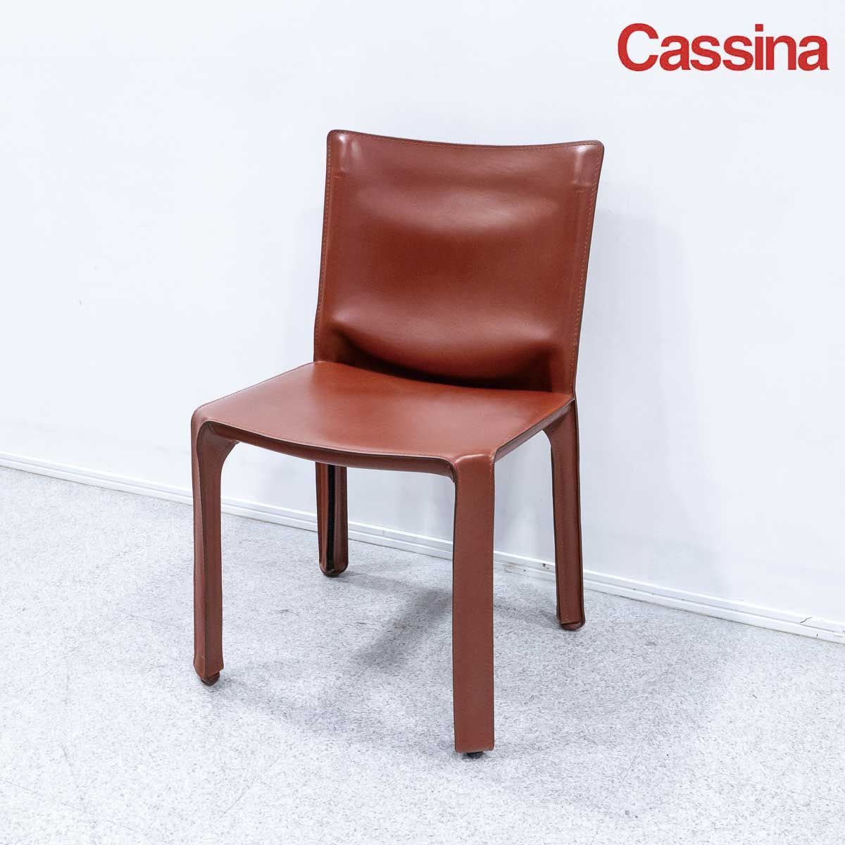 中古品】Cassina カッシーナ 412 CAB キャブ アームレス ダイニング チェア レザー 赤茶 マリオ・ベリーニ 定価26万【4】 -  メルカリ