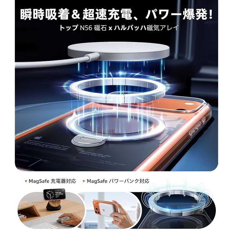 TORRAS iPhone 17 Pro 用 ケース 多機能一体 360°新定点回転スタンド Magsafe対応 カメラコントロールボタン 高耐久性 耐衝撃 ゼンマイ式スタンド リング 縦横両対応 マグネット搭載 急速充電対応 指紋防止 Ostand Q3 LAWEED_CL