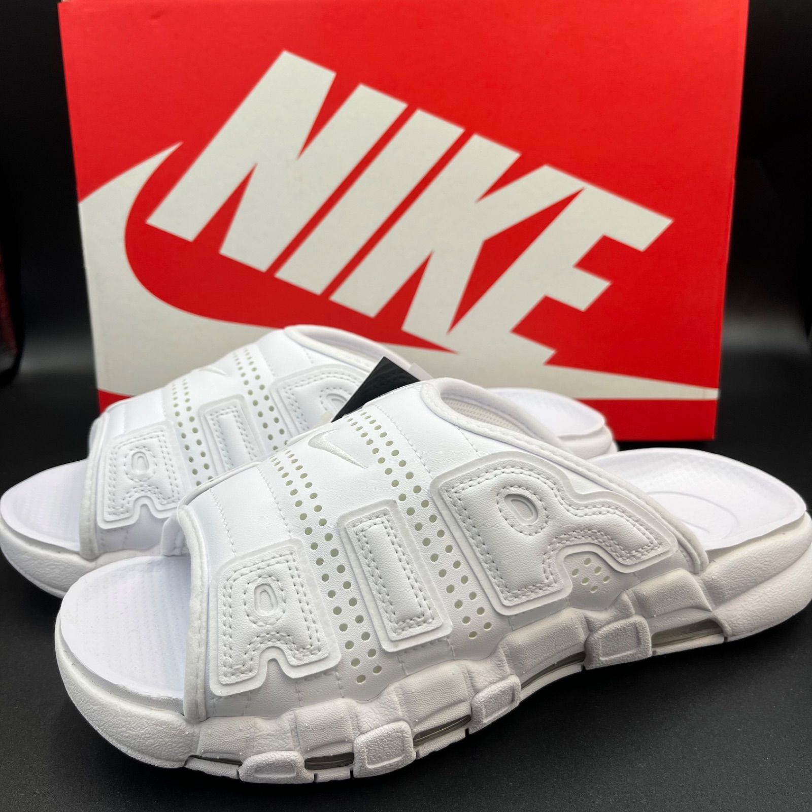 新品　ナイキ エアモアアップテンポ スライド トリプルホワイト26センチ Nike Air More Uptempo Slide “Triple White”が国内4月12日に