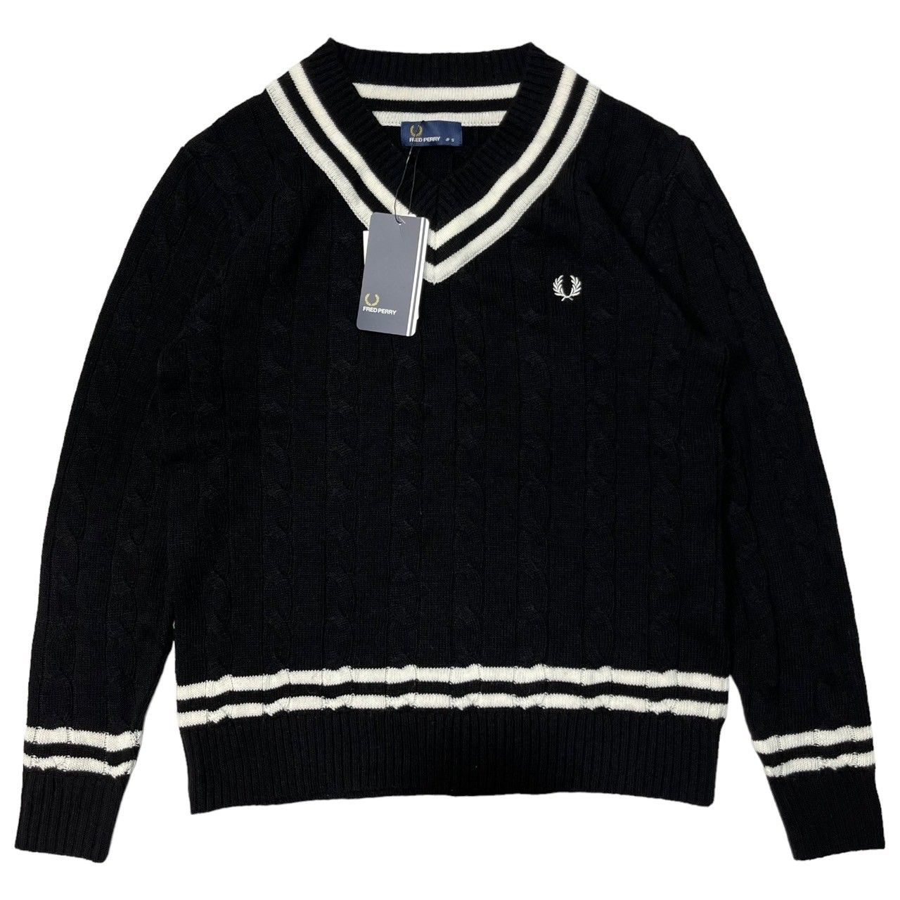 FRED PERRY(フレッドペリー) ケーブル Vネック ウール シルデン ニット 