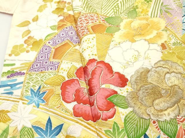 IK-1216 逸品！アンティーク 夏着物 絽 金駒刺繍 銀彩 豪華 振袖 正絹 IK-1216 逸品！アンティーク 夏着物 絽 金駒刺繍 銀彩 豪華 振袖