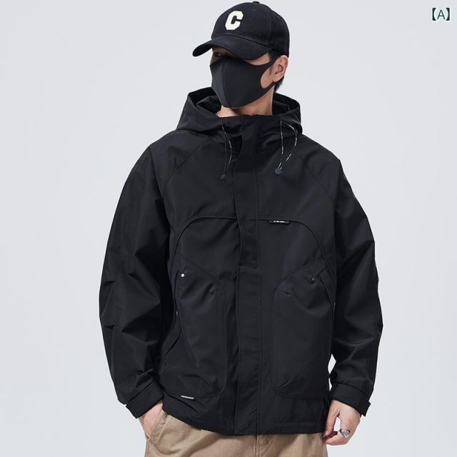 2 XL 秋冬 コーデ メンズ 服 シンプル ファッション オシャレ 大人 かっこいい 大きいサイズ ストリート 紳士服 フード付き ジャケット スポーツ アウトドア 防風