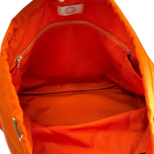 箱付 エルメス サックドパンサージュ グルーム トートバッグ ショルダーバッグ キャンバス レザー カーキ オレンジ X刻印 HERMES