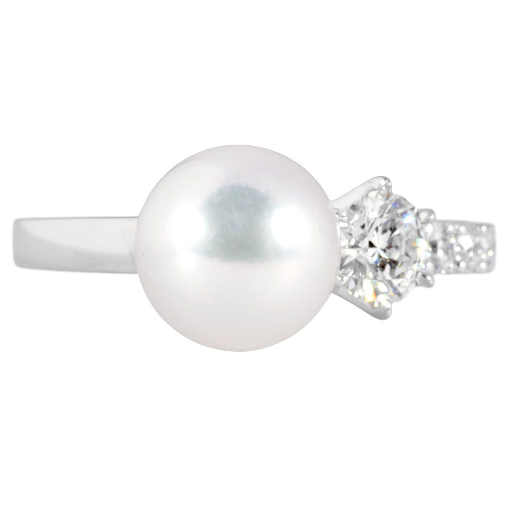 【新品同様】ミキモト　Pt950 アコヤ　本真珠　パール　リング　指輪　ダイヤ 新品同様】ミキモト Pt950 アコヤ 本真珠 パール リング 指輪 ダイヤ