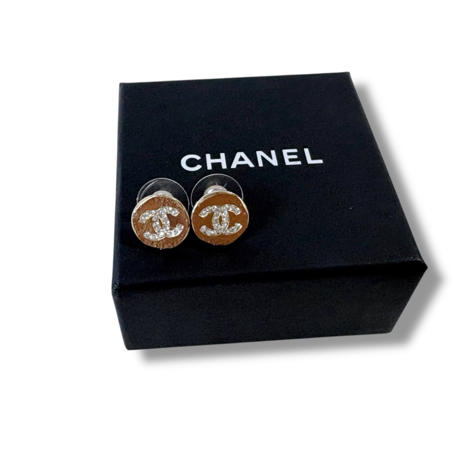 シャネル CHANEL ココマーク ラインストーン ピアス ゴールド金具 