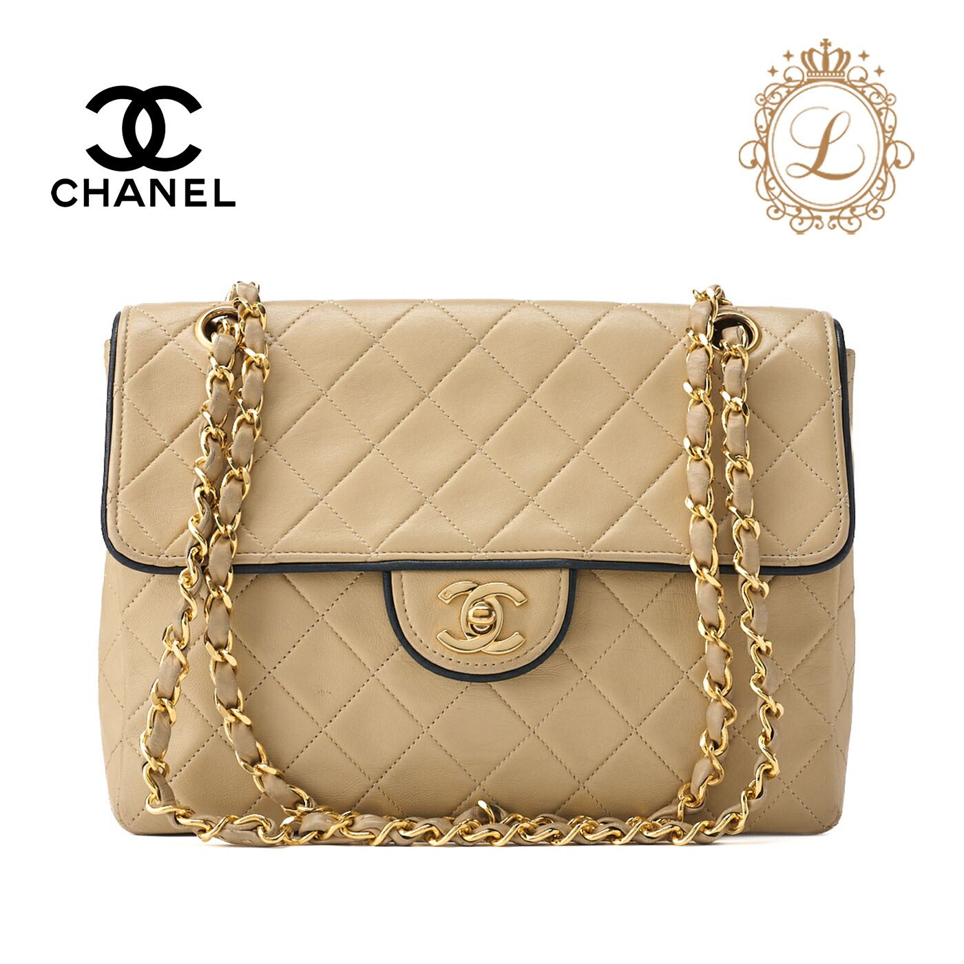CHANEL シャネル　カンボンライン　フラップトート　ラムスキン　ベージュ CHANEL シャネルカンボンラインフラップトートラムスキンベージュ
