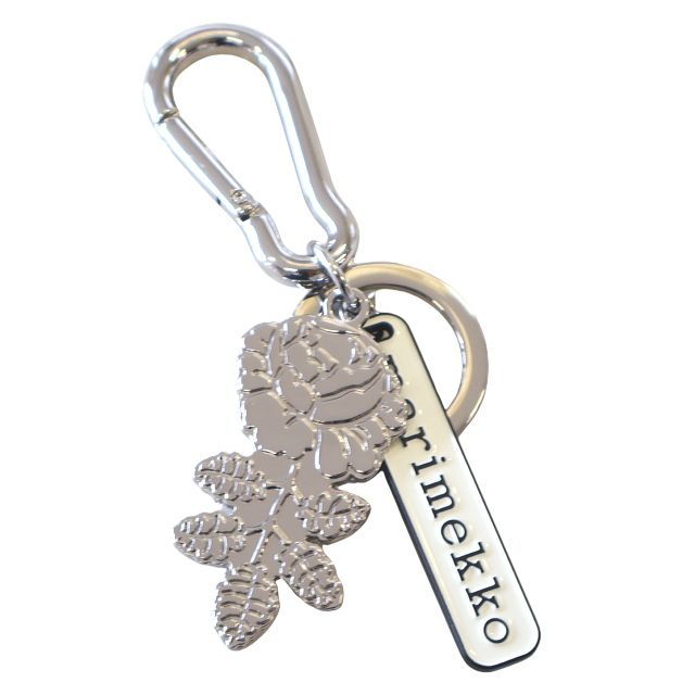 マリメッコ キーホルダー ヴィヒキルース シルバー marimekko キーリング No.009 09 Puhallus VIHKIRUUSU プレゼント おしゃれ ギフト 結婚祝い バラ柄 小物 雑貨 母の日 キーチェーン