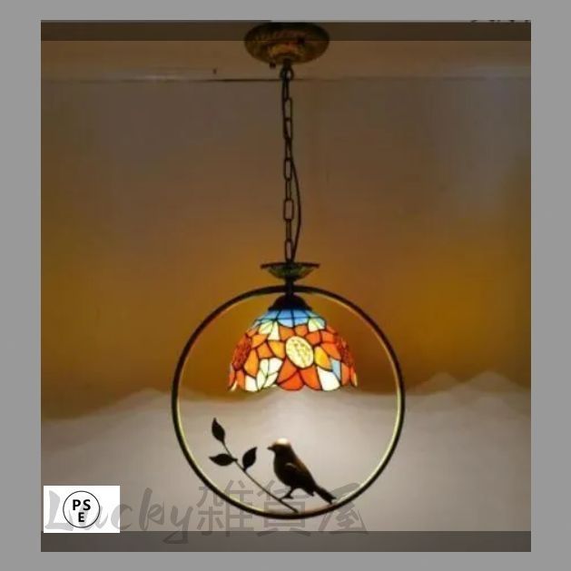 ステンドランプ ステンドグラス インコ 芸術品 ティファニー 照明 家具