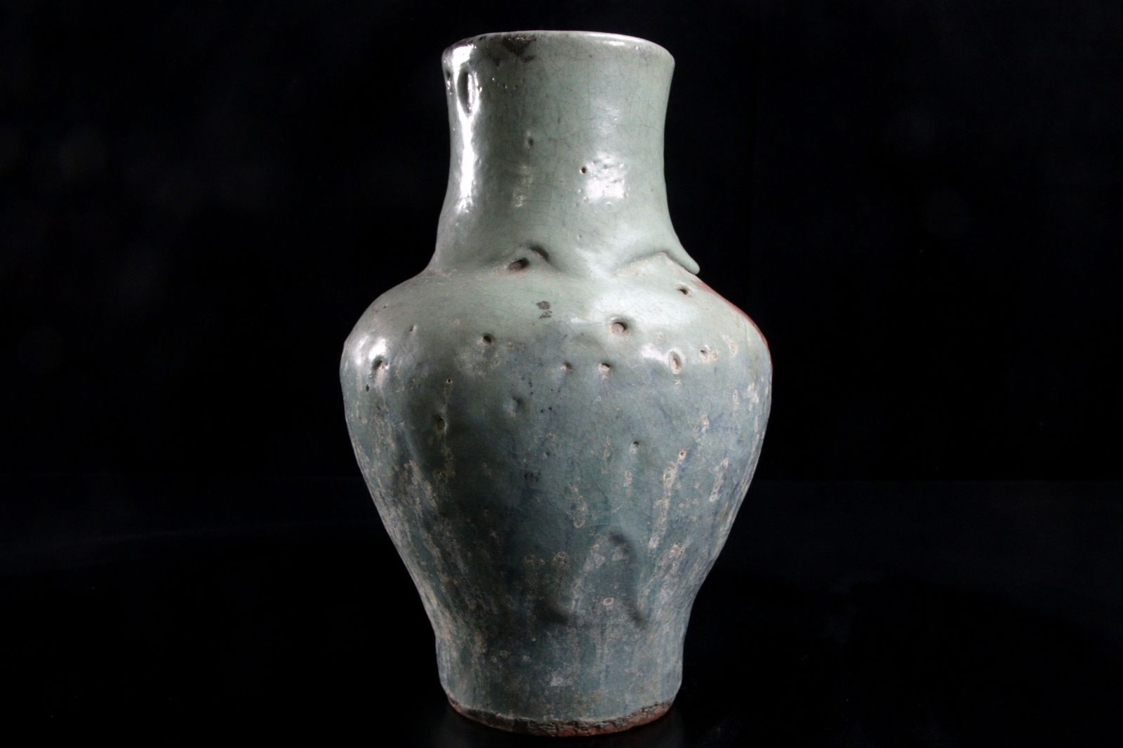 中国美術 辰砂海鼠釉花瓶 27.5cm 壷 花入 花器 唐物 骨董 古美術
