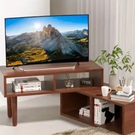 ラック テレビスタンド 木製 モダン アンティーク 幅81.28 101.6cm対応 調整 角度設計 頑丈 ハードウッド構造 オープン収納付き ミニマ
