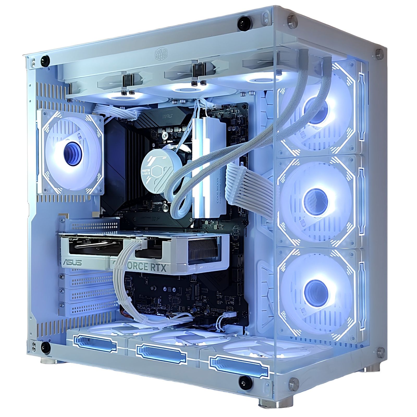 スモールラボ AMD Ryzen7 5700x RTX4060 8GB ガラス2面ATX ゲーミングPC SSD M.2 NVME 1TB メモリ DDR4 3200MHz 32GB 簡易水冷 360mm ホワイト 白