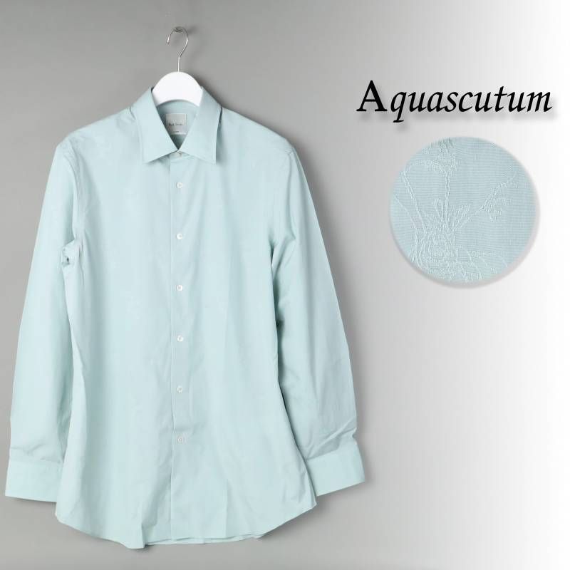 Paul Smith ポールスミス ジャカードフローラル ドレスシャツ | 243208 ライトグリーン 立体 花柄 ビジネス カジュアル 長袖 シャツ XL -161