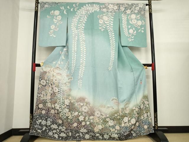 正絹・逸品・吉乃一廉作・幻染辻が花お振袖・金通し布・現代サイズ