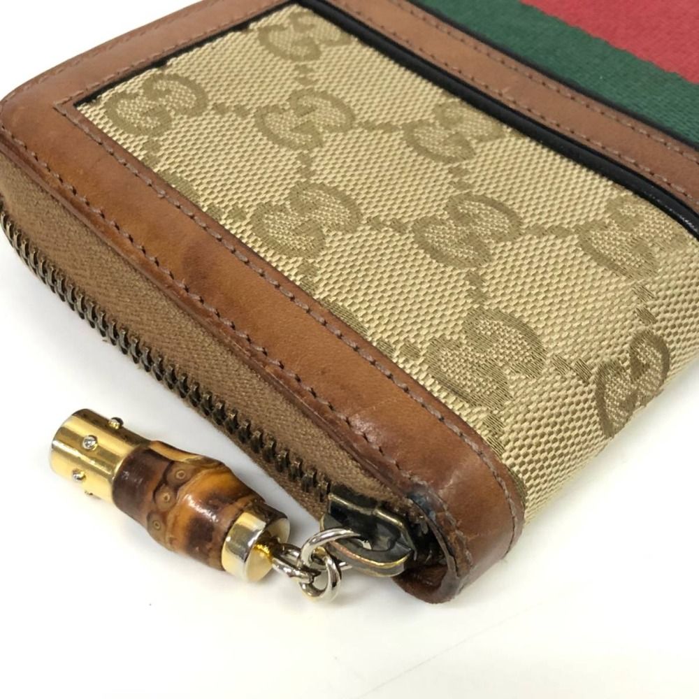 GUCCI/グッチ 353651 GGキャンバス シェリーライン 長財布 ベージュ系