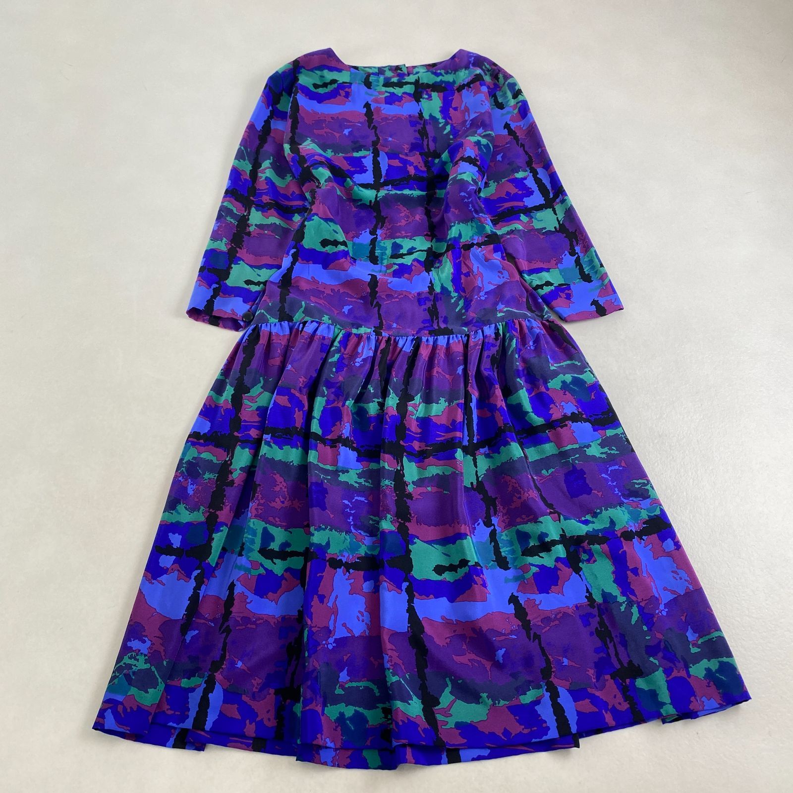 クリスチャンディオール ロングワンピース 総柄 マルチカラー マキシ丈 シルク100％ 9 M L相当