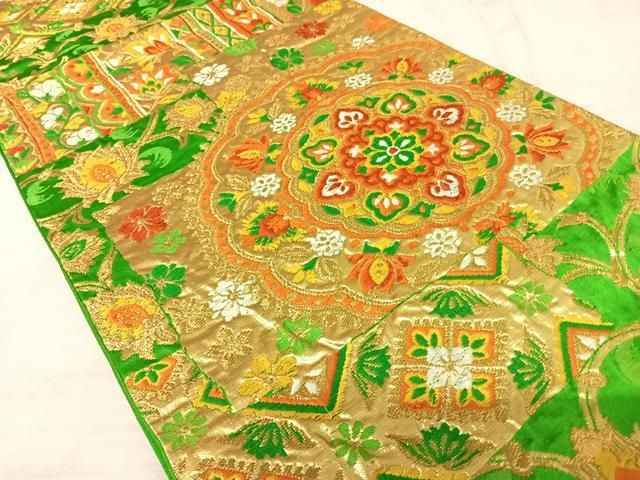 平和屋着物◎六通柄袋帯 唐織 正倉院花文 金糸 正絹 逸品 AAAU2983yx