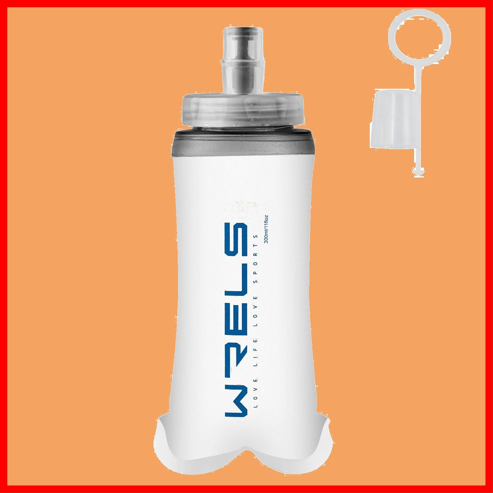 【特価商品】ソフトフラスク ランニング 水筒 ソフト マラソン ボトル 300ml/500ml ハイドレーションボトル ウォーターボトル トレラン 登山 ハイキング 折りたたみ 防塵キャップ付き（青、300m