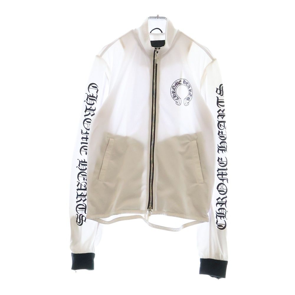 CHROME HEARTS クロムハーツ Track Jacket ダガージップ アームロゴプリント レザー切替カシミヤ混 トラックジャケット ホワイト