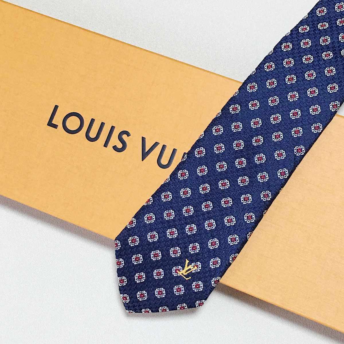 メンズ ✨極美品✨ 現行 LOUISVUITTON ネクタイ シルク100マイクロダミエ