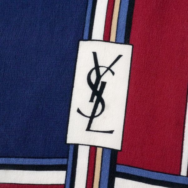 関税送料込★Saint Laurent チェック フリンジ スカーフ ☆Yves Saint Laurent☆ スカーフ チェック ロゴ ブラウン