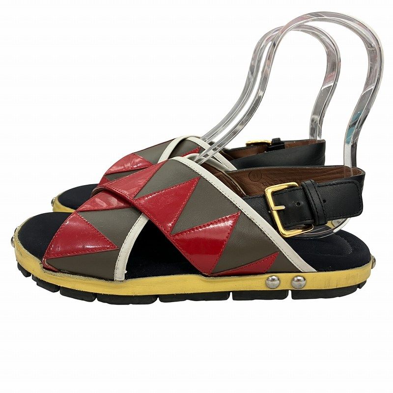 サンダル・ミュール MARNI FUSSBETT SANDAL Black Fussbett raffia and leather slingback sandals | MARNI