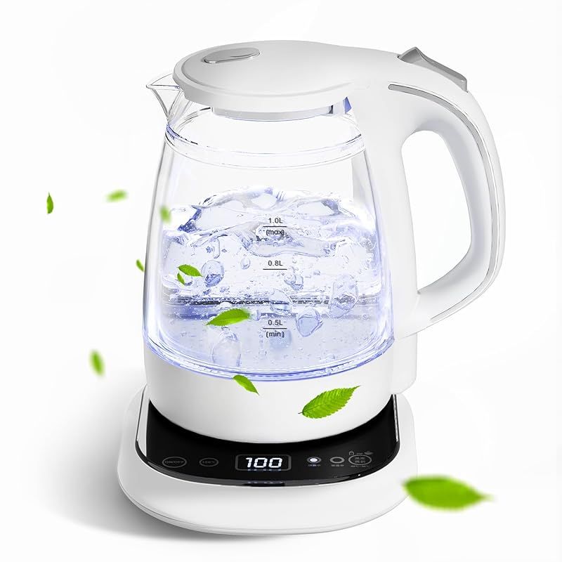 ハゴオギ HAGOOGI 電気ケトル 温度調節 ガラス 1.0L 最新昇級版 LEDライト付き 8段温度設定 24時間の保温機能 二重構造 火傷防止 自動電源オフ 空だき防止 湯沸かし器 調乳 紅茶 お茶 コーヒー 新生活 PSE認証済み ホ 0