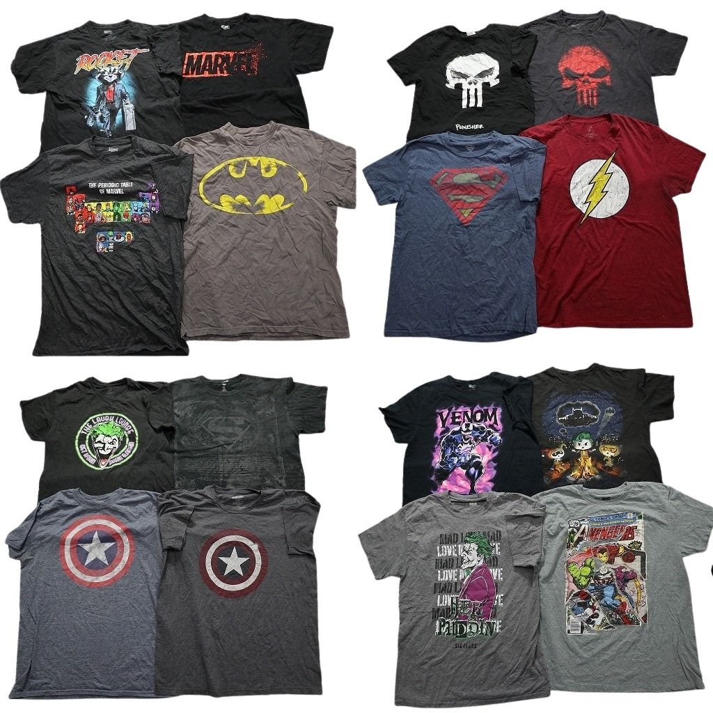 古着卸 まとめ売り マーベル DCコミック 半袖Tシャツ 16枚セット (メンズ L /XL ) ジョーカー キャプテンアメリカ 中古 古着 MY9610