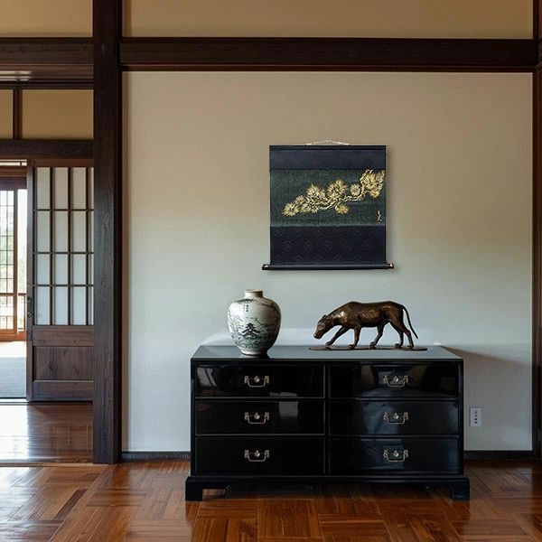 掛け軸 金松 絵師 白道 直筆作品 真筆 肉筆画 手描き 吉祥開運 丈の短い掛軸 日本画 軸装 紙箱収納 縁起物 慶祝画 新年のお飾りに 真作保証 YK071 WWW_IMPECCABLEHEALTHCARESERVICES_COM