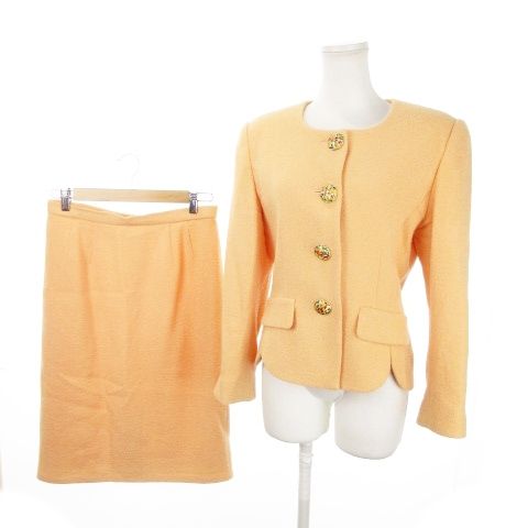 レジァンス REGENCE スーツ セットアップ 2点セット ノー ジャケット 総裏地 スカート ロング パイル 38 M オレンジ MN16 GY44