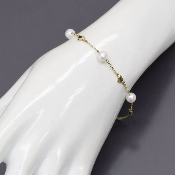 ミキモト K18YG アコヤ真珠 ブレスレット 径約 5.7-5.9mm ハート  