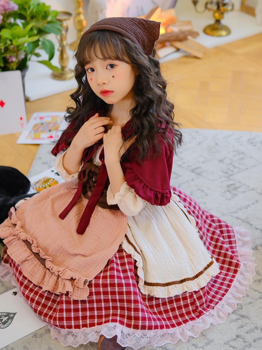 ハロウィン 赤ずきん 子供用 キッズ コスプレ子供用 コスプレ 赤ずきんドレス 子供服 メイド服 ワンピース 女の子 コスチューム仮装衣装 コスプレ衣装 魔女 衣装 演出服 舞台服 舞台ケープ 誕生日 xiaojing29