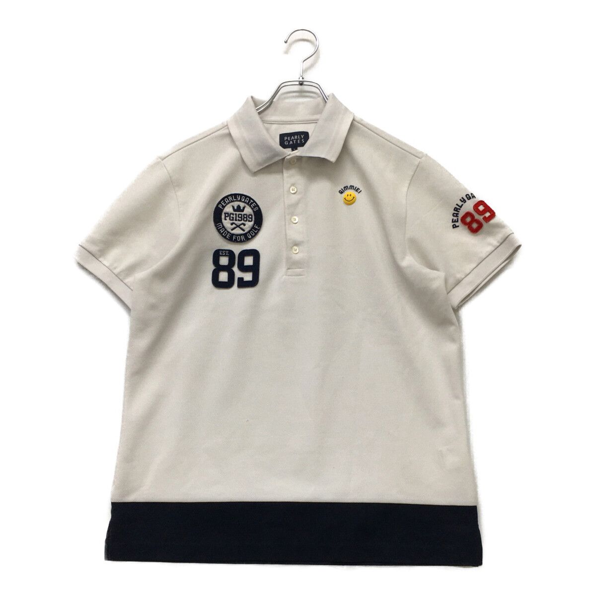 中古 メンズ パーリーゲイツ PEARLY GATES 半袖ポロシャツ 7(3L) 白×紺 ホワイト×ネイビー 大きいサイズ