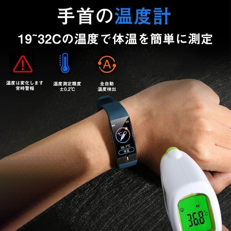 心電図ECG PPG】スマートウォッチ 日本製センサー 体温測定 血圧測定