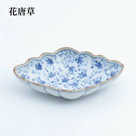 和食器 有田焼 染付 菱型菊割向付 ひし形の小鉢 皿 オシャレな小料理