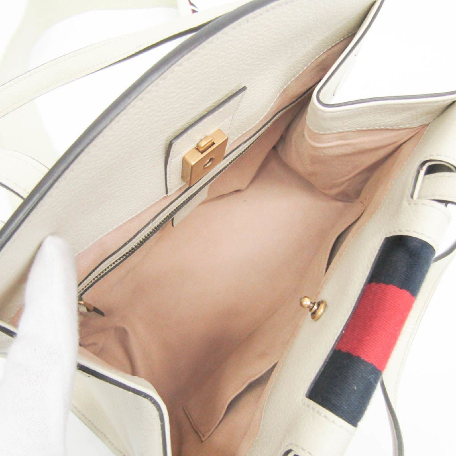 GUCCI ホワイトレザーバタフライハンドバッグ