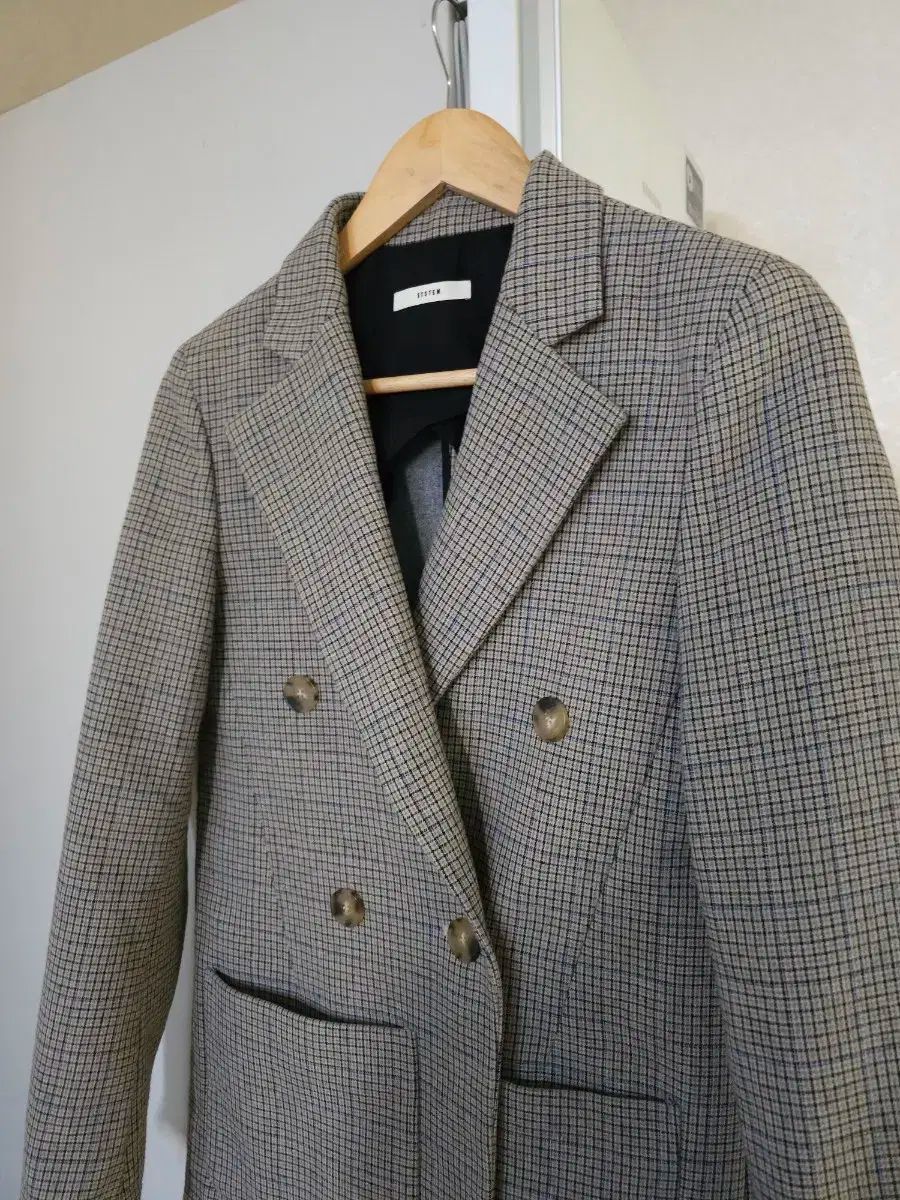 システム チェック ダブル ウールジャケット