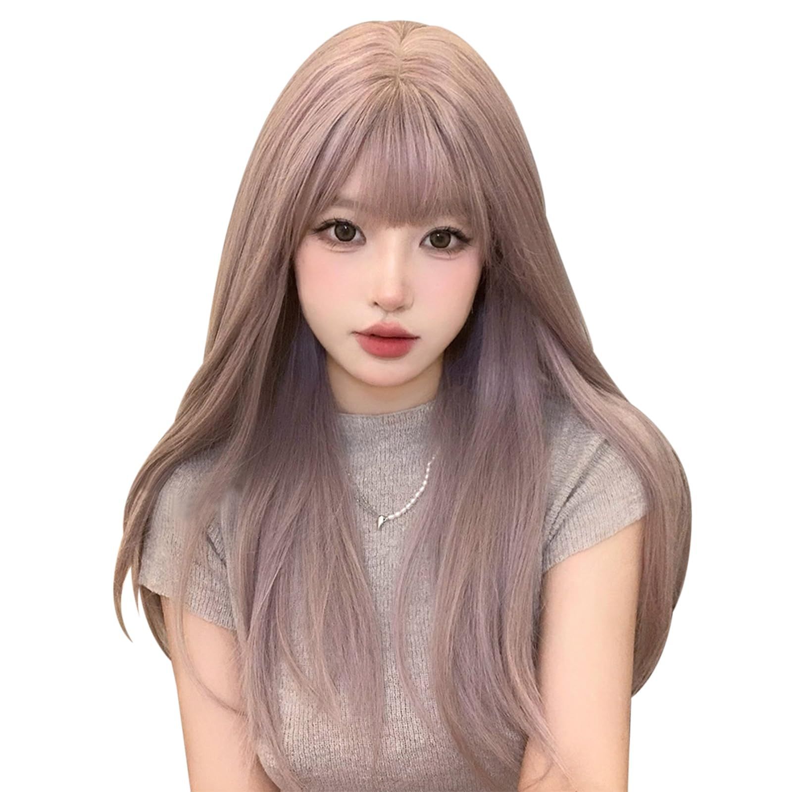 ハロウィン wig ロリータ コスプレ ぱっつん前髪 ロングヘア 自然 セミロング ウイッグ 小顔 ロングウィッグ カツラ 自然 レディーズ 黒髪 女装 耐熱 フルウィッグ かつら ネット/櫛付き スト