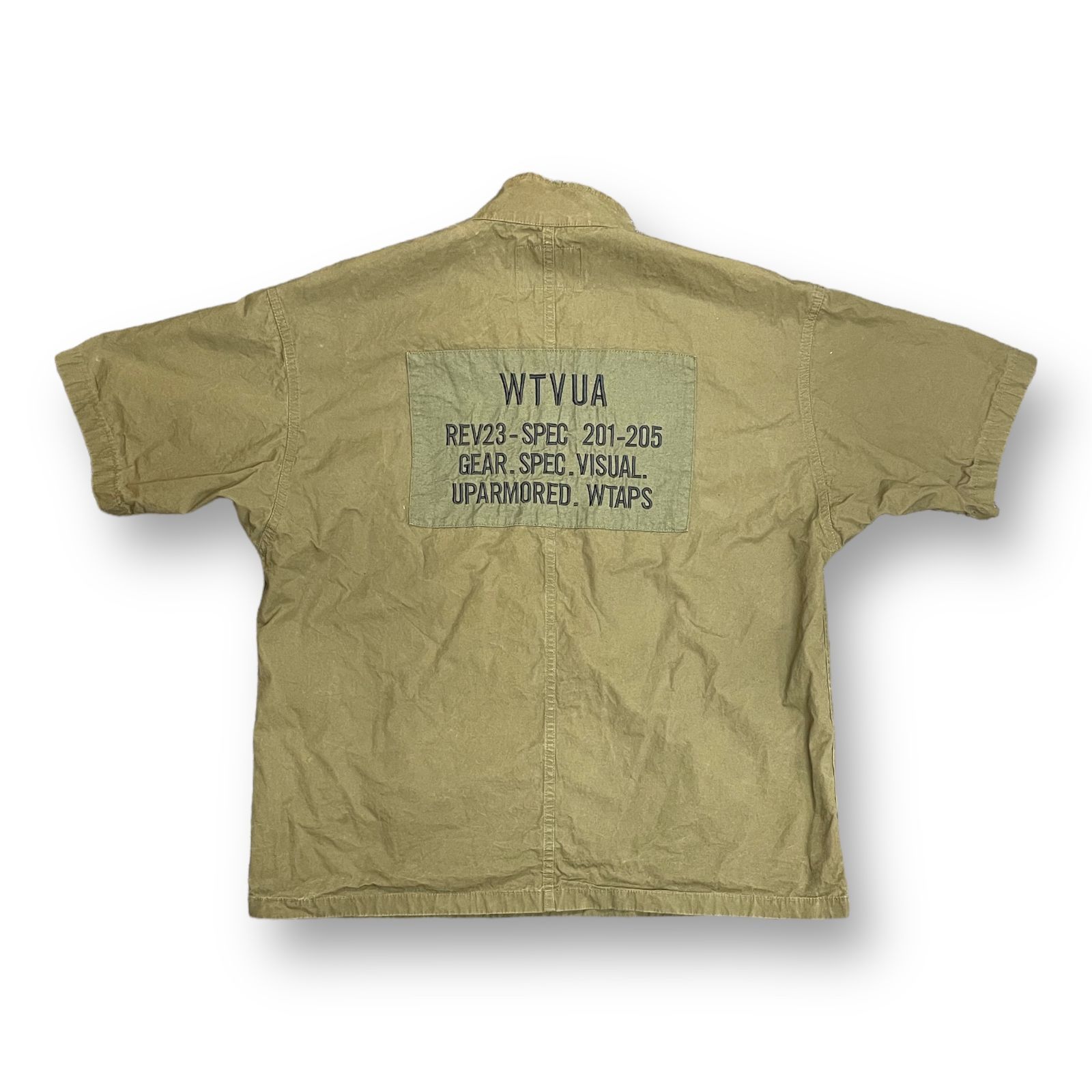 WTAPS ダブルタップス 22SS 221WVDT-SHM08 CHIT SS COTTON WEATHER ボックスシルエット スタンドカラー ウェザー チット 半袖 シャツ オリーブ系 03