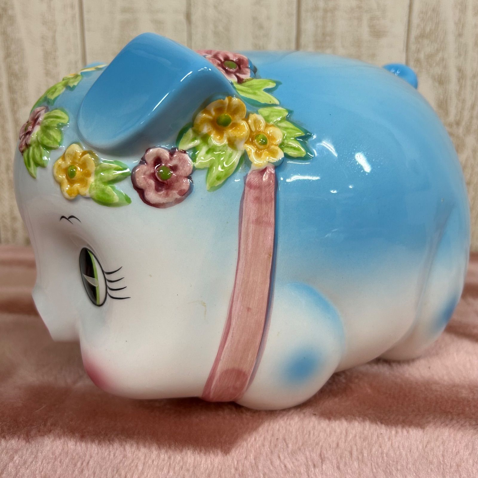 加藤工芸 豚の貯金箱 陶器製 ピギーバンク 水色 希少 - メルカリ
