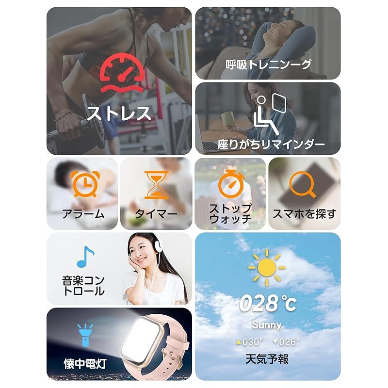 スマートウォッチ iPhone/Android対応 Bluetooth 通話機能付き 1.85インチ 大画面 腕時計 歩数計 Smart Watch 着信電話通知 IP68防水 アラーム タイマー ストップウォッチ 天気予報 100+種類運動モード 技 スマートウォッチ Bluetooth iPhone⁄Android対応 2026年新 Bluetooth通話機能 通話機b公式