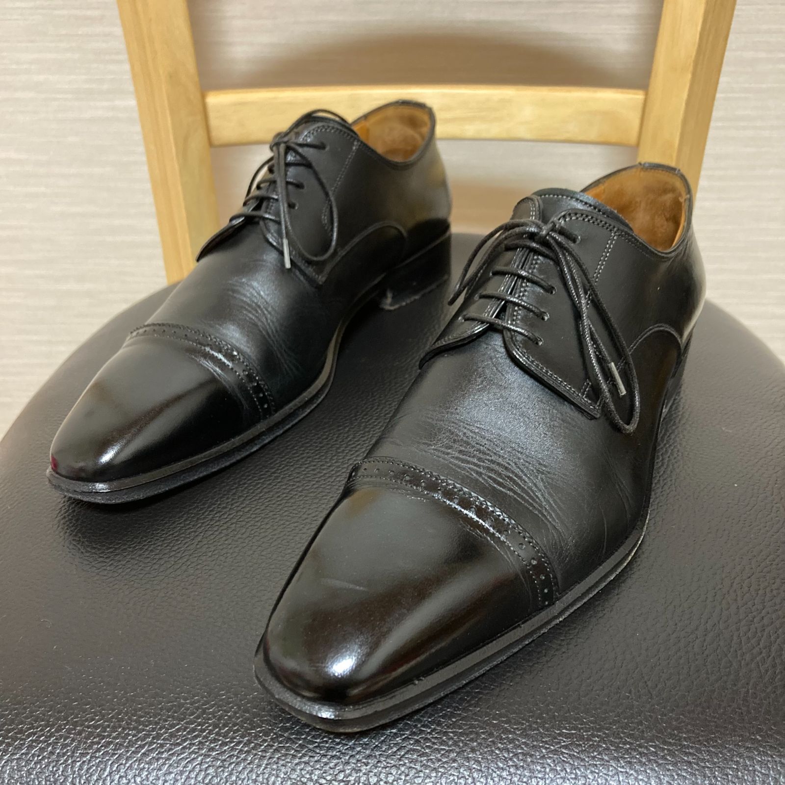 美品】Santoni サントーニ Uチップ イタリア製 ブラック 黒  
