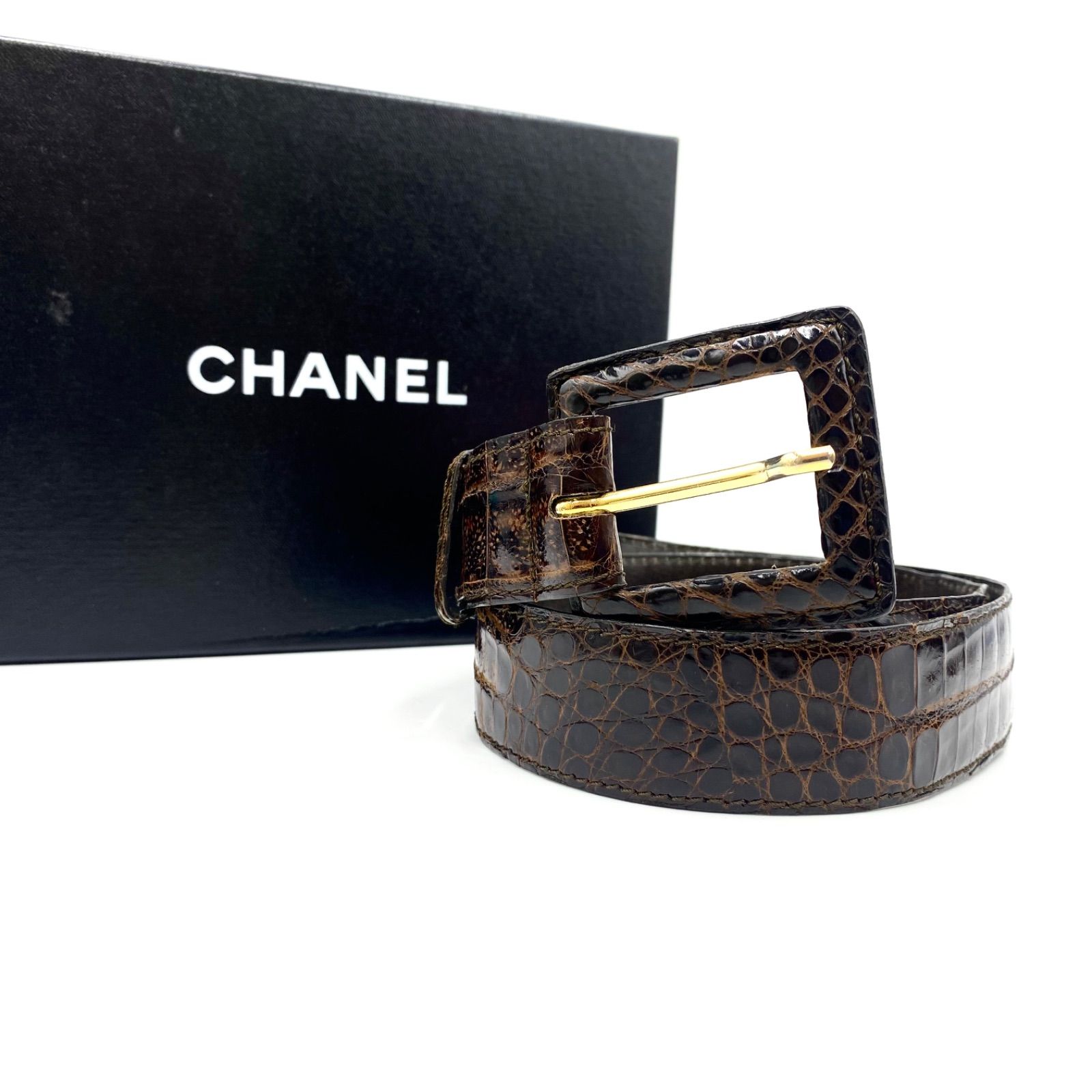 希少 CHANEL シャネル クロコダイル ベルト ウエスト ヴィンテージ 